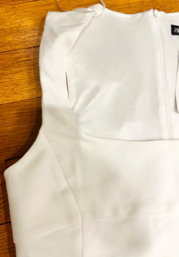 Zara Nwt White Squared Neck Mini Dress Size Xxl - Image 10