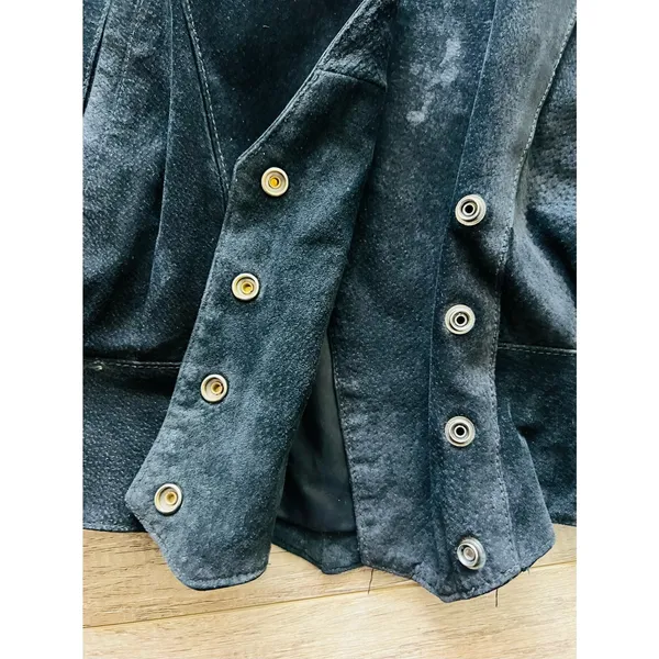 Wilson’s Suede Leather Black Bolero‎ Style Jacket Snap Front Small Motorcycle - Image 4