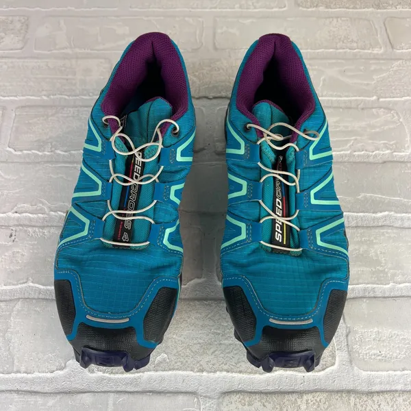 Salomon Speedcross 4 Shoes Womens 8.5 Blue Purple Trail Running Quicklace Lugs - Image 2
