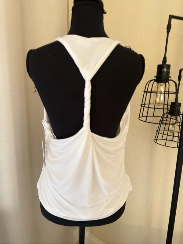NWT Abercrombie & Fitch White Knot Halter Tank Top Open Back XL - Image 6