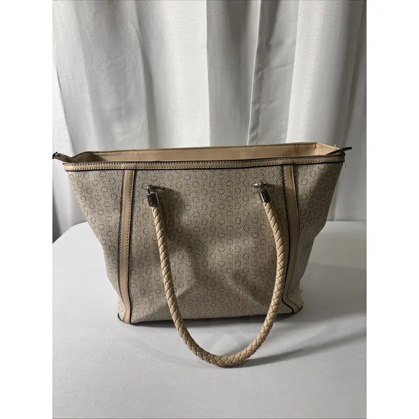 Guess Handbag Purse‎ Satchel Beige Tan 1981 Rope Handle Design Classic - Image 5