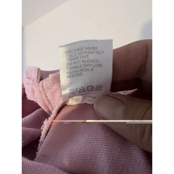 Show Me Your MuMu Cannon Pink Denim Jumpsuit S/M Button Front Pockets 23in boho - Image 9