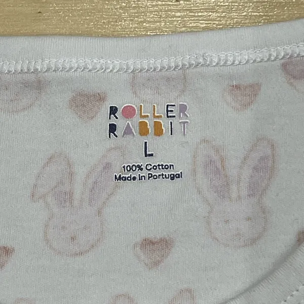 Roller Rabbit Love Bunnies Ladies 2 Piece Pajama PJ Set Pink White Size Large - Image 4