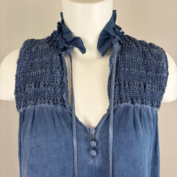 Free People Ruffle me up blue sleeveless top - Image 2