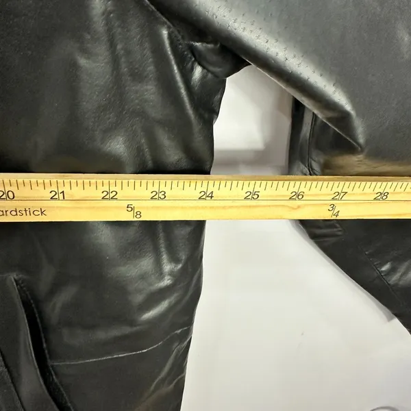 Leather Lambskin Jacket Vtg 90s Mens Large Black‎ Grunge Alt Edgy Trump Marina - Image 6