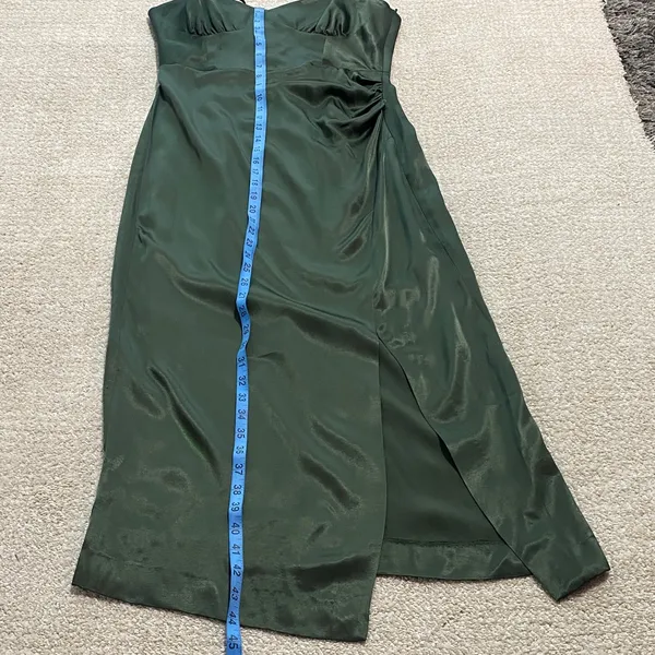 Zara Dark Green Satin Midi Dress Size S 100% Viscosa - Image 12