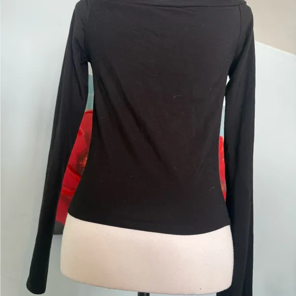 Reformation Wiley Solid Classic Black Boat Neck Top size M Medium - Image 4