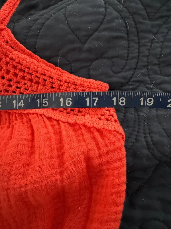 Michael Stars Dahlia Waist Tie Tank Top Orange Crochet Detail Size Small New NWT - Image 12