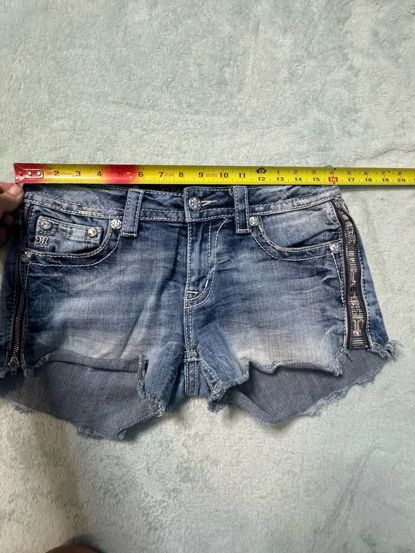 Miss Me Side Zip signature Shorts Cut off denim jean embroidered pocket - Image 13