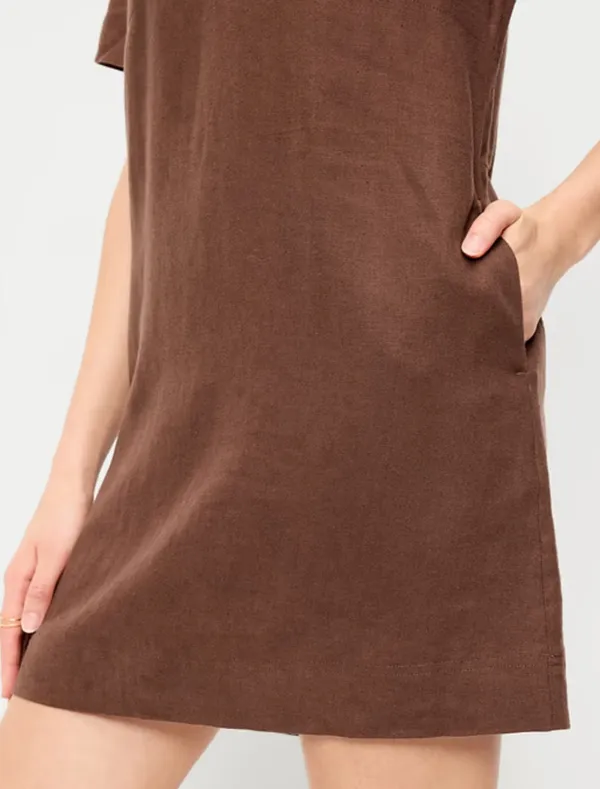 Short-Sleeve V-Neck Mini Shift Dress - Image 5