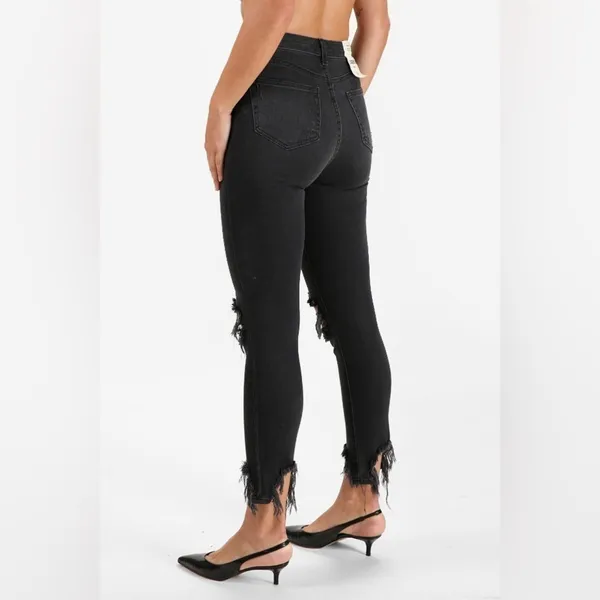 L'Agence High Line Skinny Jeans in "Night Destruction” Distressed Size 27 NWOT - Image 2