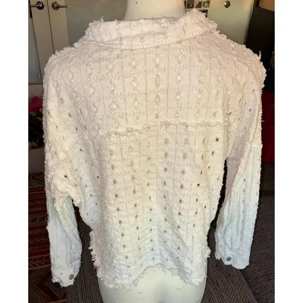 Le Lis Collection White Long-slv Crop Light Jacket, Sz M - Image 3