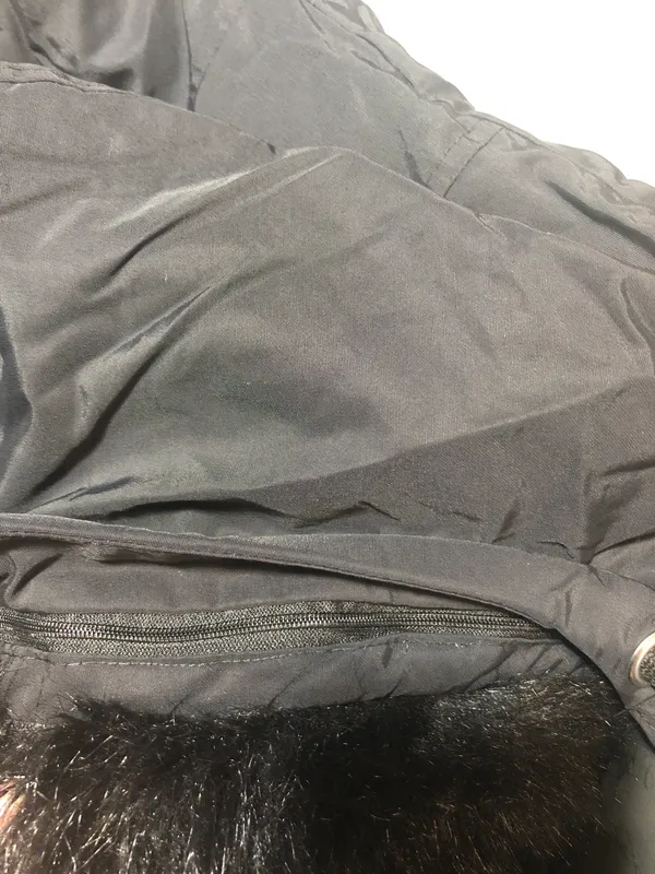 ZARA BASIC Outerwear long black jacket coat with fuzzy hood size small - Image 11