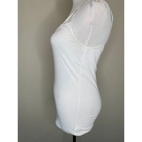 Y2k Aerie White Lace Yoke Racer Tank Top Sz Medium - Image 3