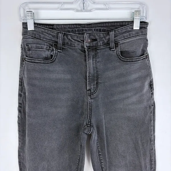 American Eagle‎ Stretch Mom Jeans Black Grunge Casual Classic Denim Size 4 - Image 3