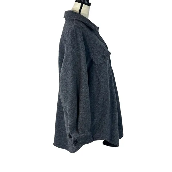 Black Tape Dex 2X-Large Fleece Jacket Button Up Long Sleeve Pockets Gray Womens - Image 2