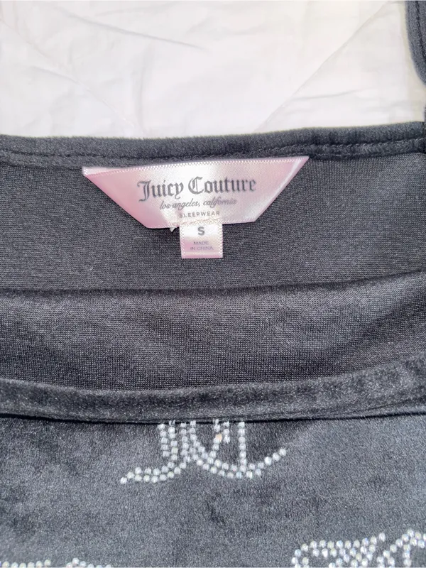 Juicy Couture Black Velour Logo-Print Slip Dress - Image 3