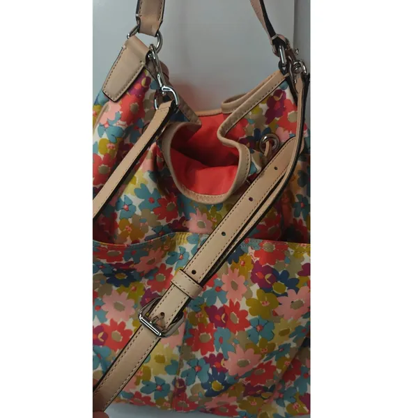 Vintage Tan Floral Coach Tote - Image 4