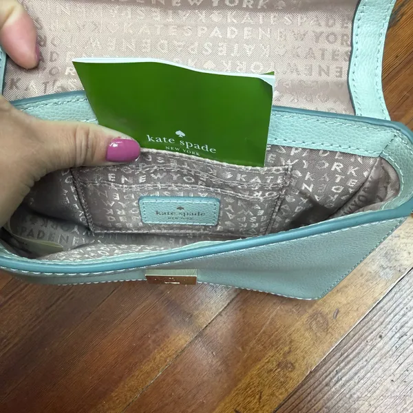 kate spade Mint Green Pebbled Leather Crossbody with Chain Strap - Image 6