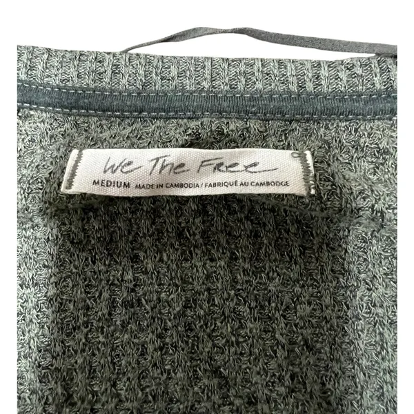 Free People We The Free Santa Clara Thermal Top Olive Green Waffle Knit Medium - Image 4