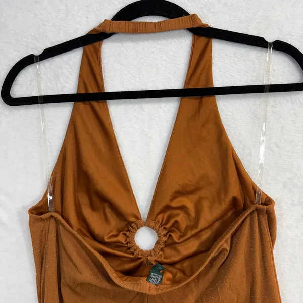 Wild Fable XL Minidress Orange Shimmer Halter Cutout Bodycon Y2K Club Fest Date‎ - Image 7