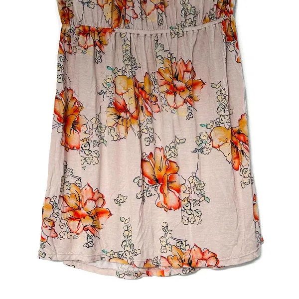 Free People Floral Mini Dress XS Boho Cottagecore Romantic Drop Waist Festival - Image 9