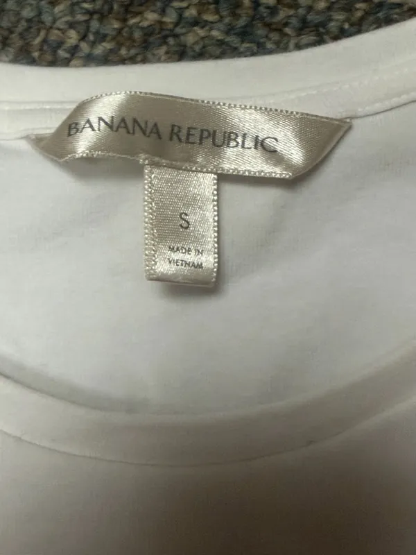 Banana Republic White Stretch Cotton Crewneck T-Shirt Women’s Small Fitted Basic - Image 5