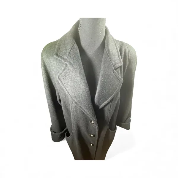 VTG‎ JOFELD BY FORSTMANN WOOL BLEND WOMEN LONG COAT 80-90s CLASSIC SZ 12 BLACK - Image 4