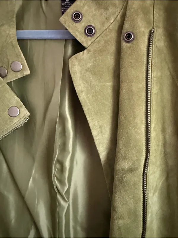 Olive green women’s Alfani moto leather jacket size 1X - Image 9