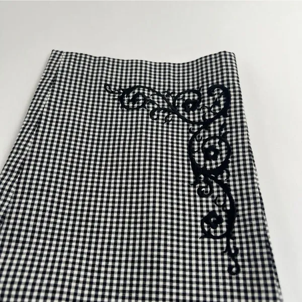 Petite Sophisticate Gingham‎ Stretch Cotton High Rise Embroidered Crop Pant 10 - Image 2