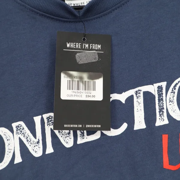 Where I\'m From Connecticut USA Cropped Graphic T-Shirt Navy Blue XS - Image 4