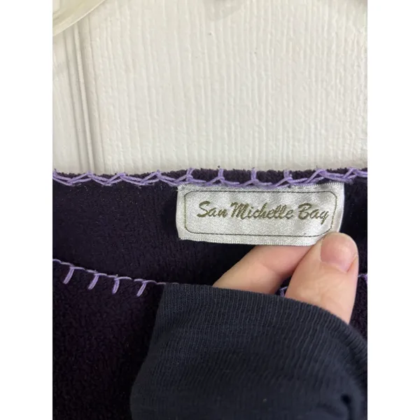 Vtg 90s Purple Fleece Evergreen Tree Sweater XL Cozy Winter Holidays Grannycore - Image 3
