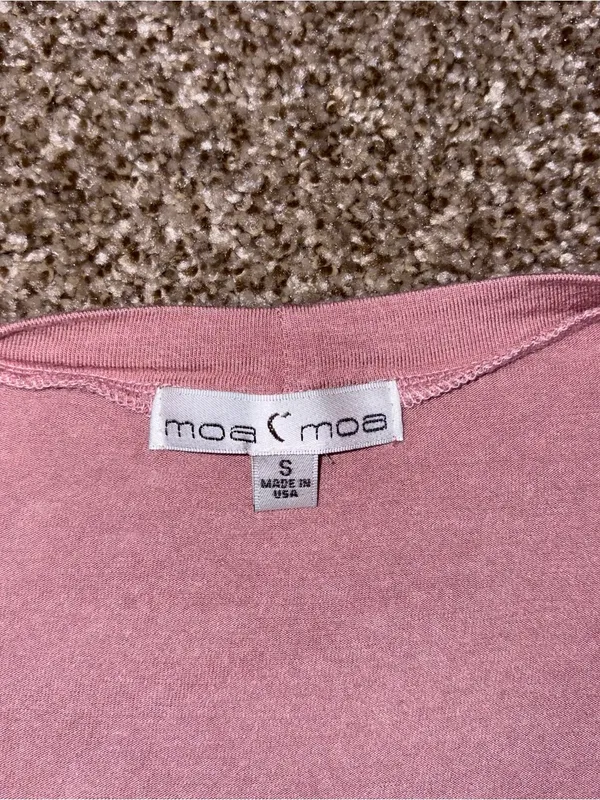 Moa Moa Dusty Pink Button-Front Tiered Long Sleeve Top Small - Image 2