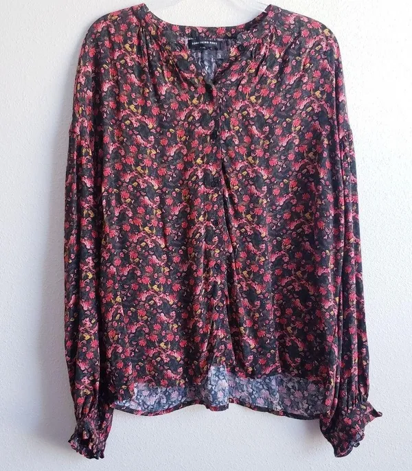 Something Navy Floral Long Sleeve Blouse - Image 2