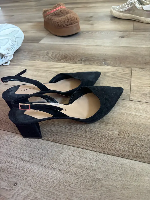Tamara Mellon Suede Ankle Strap Heels Black Size 6.5 - Image 2