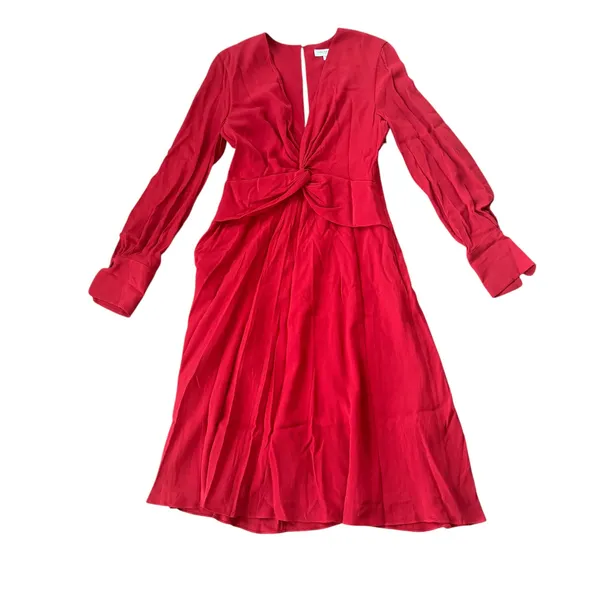 NEW Equipment Twist Front Midi Dress Red-Orange - Image 3