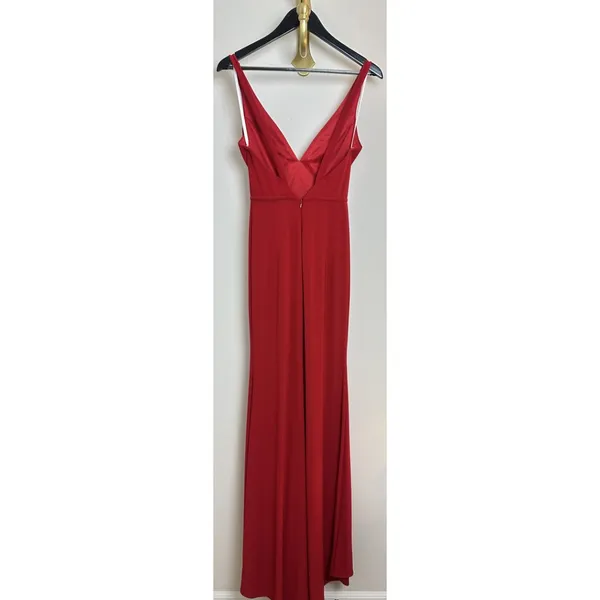 MAC DUGGAL Plunge Neck High Slit Gown in Red Size US 0 - Image 6
