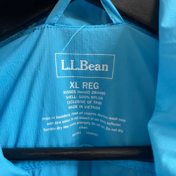 L.L. Bean Windbreaker Jacket Women XL Blue Gorpcore Full Zip Reflective Hooded - Image 4