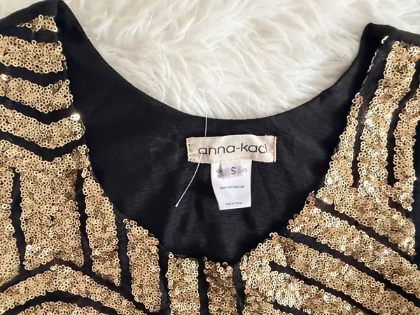 Anna-Kaci Gold Sequin Striped Sleeveless Tank Top Size S - Image 2