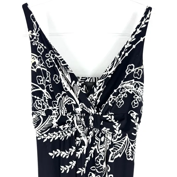 Soma Intimates Black White‎ Floral Maxi Dress Empire Waist V-Neck Size Small - Image 4