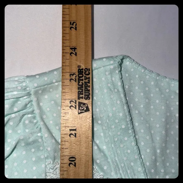 Pink Label Pajama Set Womens Mint Green Polka Dot Lace Trim Sleepwear Small - Image 5