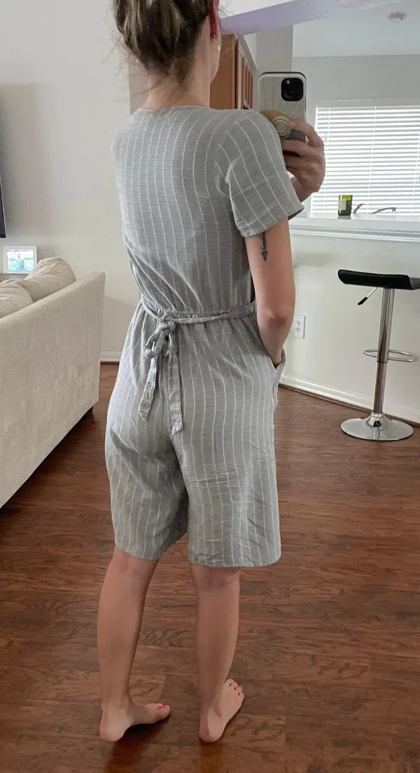 Striped Mid Length Jumpsuit - Image 4