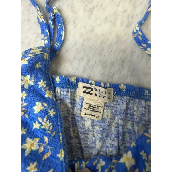 Billabong May Knit Tank Blue Floral Smocked Crop Top XS BBGW25AP060 - Image 4
