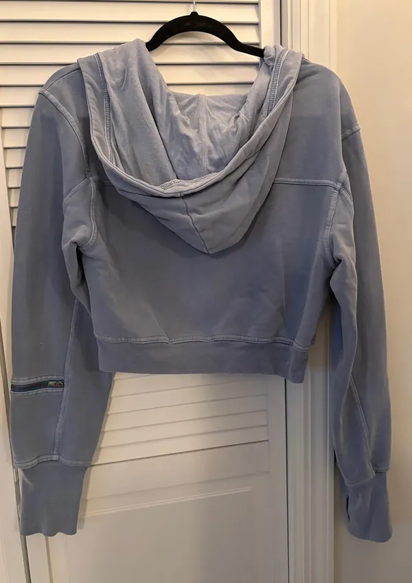 Free People Movement Light Blue Cropped Quarter Zip - Image 2