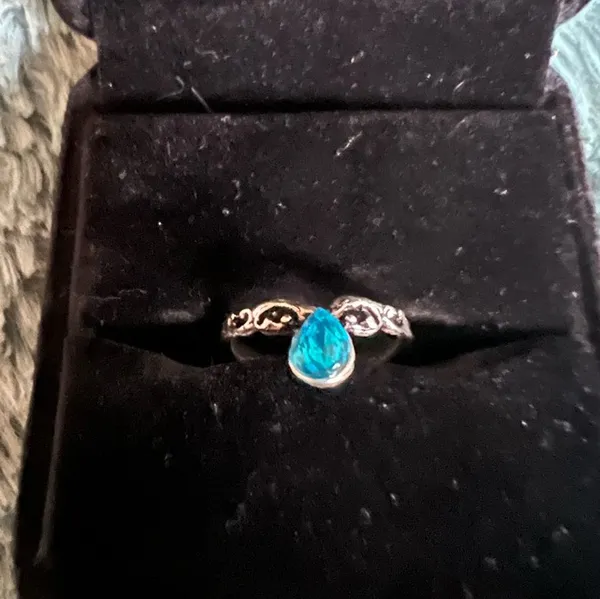 Women’s Stainless Steel Silver Pinky Ring Blue - Image 2