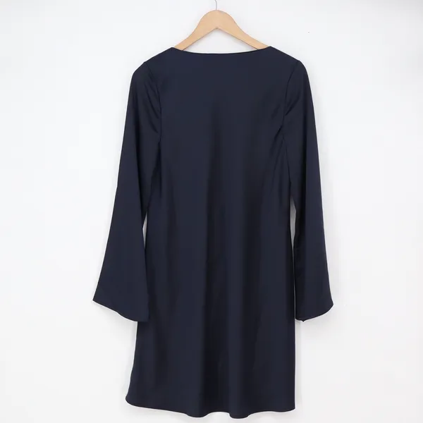 Old Navy Dress Womens M The Occasion Shift Navy Blue Bell Sleeve Excellent - Image 4