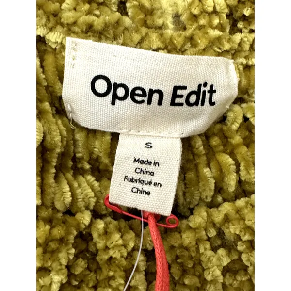 Open Edit Gold Olive Green Cropped Sweater Short Sleeve Knit Top S. NWT Textured - Image 9