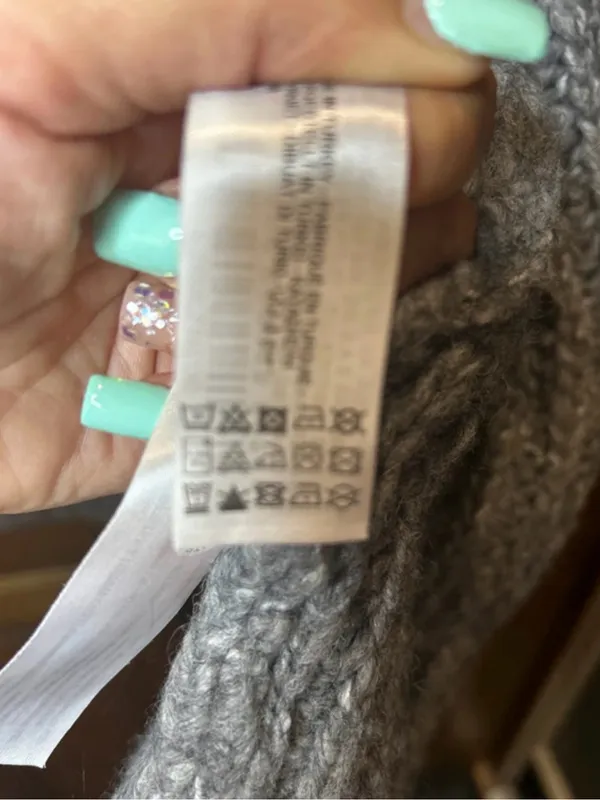 ZARA Gray Chunky Knit Cardigan sweater small - Image 5