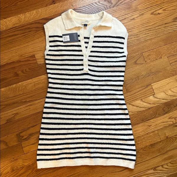 Universal Threads Mini Sweater Dress - Cream Striped S - Image 2