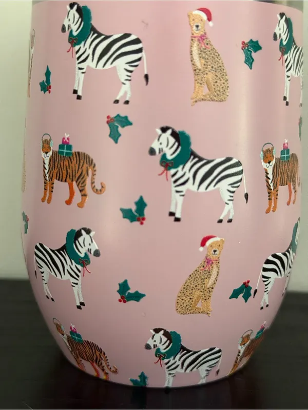 Pink Animal Print Tumbler - Holiday Safari Design Christmas nwot - Image 2
